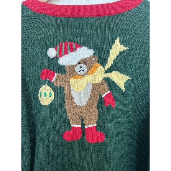 Storybook Knit VTG 3D Teddy Bear Christmas Knit Cardigan Novelty Sweater Grandma - Picture 8 of 11